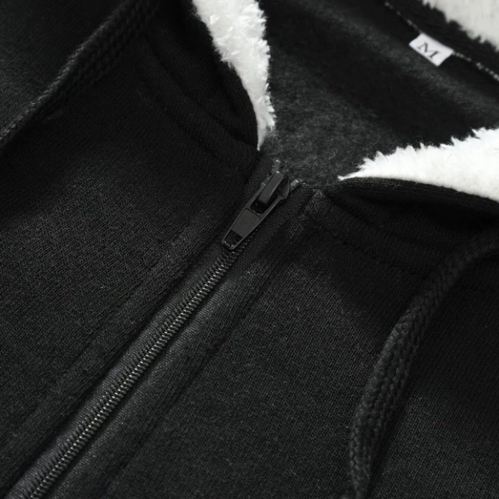 Black Mens Thermal Hoodie - Picture 4 of 6